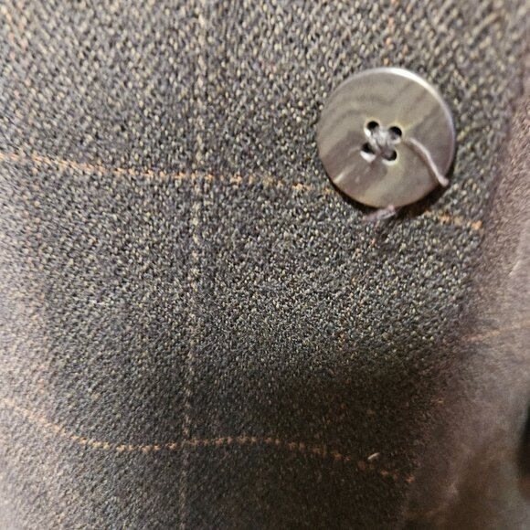 Mens Enrico Gelini Plaid Wool Blazer Jacket 3-Button Front Charcoal Gray Size 42 - Picture 3 of 14